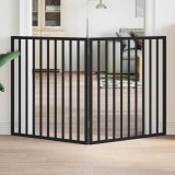 Poartă pentru c&acirc;ini pliabilă 2 panouri negru, 160 cm, lemn plop