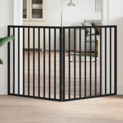 vidaXL Poartă de acces pentru c&amp;acirc;ini pliabilă, 2 panouri, neagră, 160 cm, lemn de plop 352194 foto