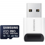 Card de memorie Samsung PRO Ultimate microSDXC UHS-I, 512GB, Cititor, Blue