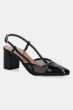 Jonak pantofi de piele DHAPOPILLE culoarea negru, cu toc drept, cu toc deschis, 3800101