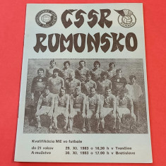 Program meci fotbal CEHOSLOVACIA - ROMANIA (30.11.1983)