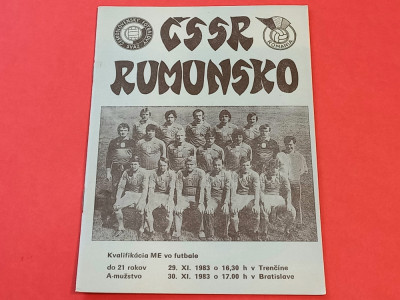 Program meci fotbal CEHOSLOVACIA - ROMANIA (30.11.1983) foto