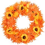 Coronita pentru usa Xhxstore, matase, portocaliu, 42 cm