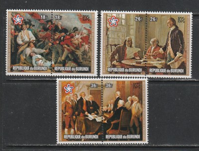 Burundi 1976 - 200 de Ani de la Revolutia Americana 3v MNH foto