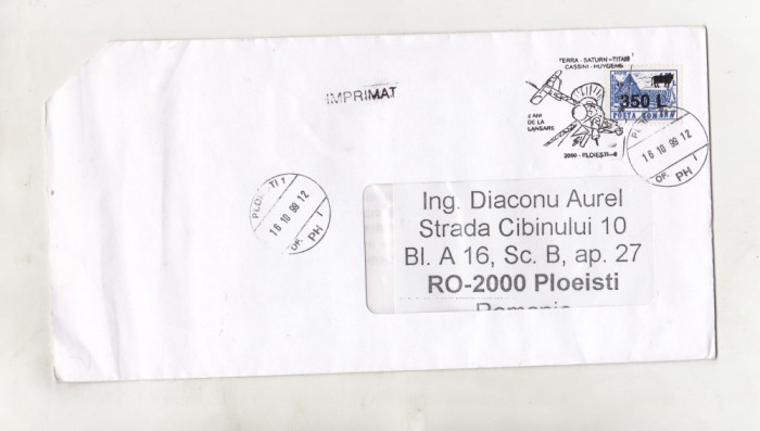 bnk fil Plic stampila ocazionala Sonda Cassini-Huygens Ploiesti 1999