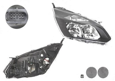 Far Ford Transit/Tourneo Custom, 03.2013-, fata, Dreapta, cu daytime running light; H15+H7+PY21W+W5W; electric; negru; cu motor, DEPO foto