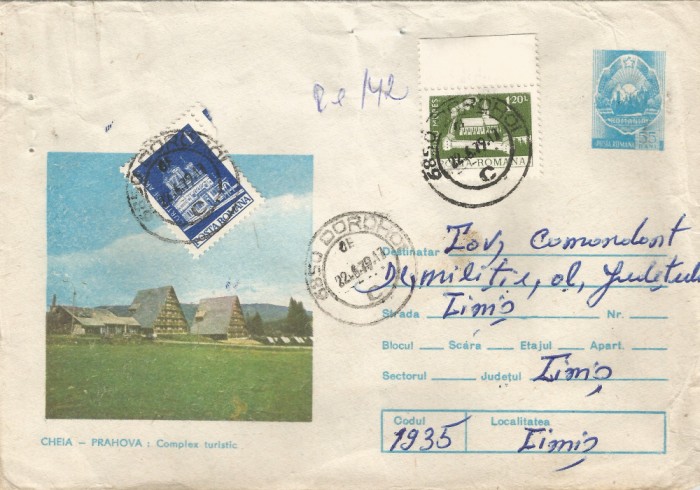 Romania, Cheia, Complexul turistic, plic circulat intern, 1979