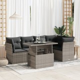 Cumpara ieftin Gossi set mobilier gradina cu perne, 6 piese, gri, poliratan