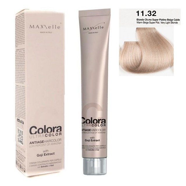 Blond foarte deschis platinat bej cald 11.32 Vopsea Colora MaXXelle cu extract de Goji 100 ML