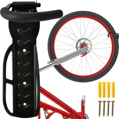 Suport biciclete, maner cauciucat, accesorii incluse, universal, carlig rotativ, 26x7x12 cm, negru foto