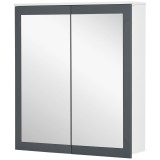 Dulap baie cu oglinda Kleankin, 2 usi, MDF si sticla, 69x17x75,5 cm, alb