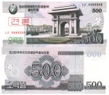 Bancnota Corea de Nord 500 Won 2008 P-63s Specimen UNC