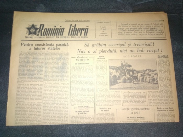 ZIARUL ROMANIA LIBERA 17 IULIE 1955