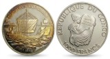 D2 Congo 1000 francs 1997 /Roman Cargo Ships/ Argint .999,15 g, 5000 buc, ex PROOF /monedă din foto