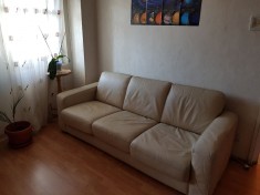 Canapea piele naturala, bej, cu optiune pat 2 pers- extensibila foto