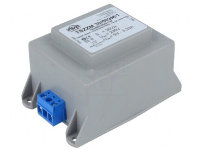 Transformator &amp;icirc;ncapsulat 30VA 230V 9V 3,33A cu șurub IP00 foto