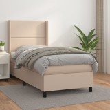 vidaXL Pat box spring cu saltea, cappuccino, 90x190 cm piele ecologică 3132416
