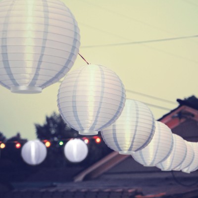 Garden of Eden Lampion solar - alb - LED alb rece - 21 cm foto