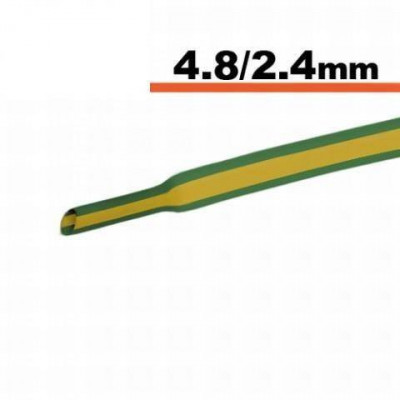 Tub termocontractibil galben verde 4.8mm/ 2.4mm 50cm foto