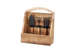 Cumpara ieftin Set ustensile gradinarit in cutie lemn maro 28 x 12 x 28 cm