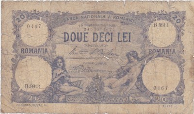 ROMANIA 20 LEI 1929 Uzata foto