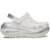 Saboti Crocs Mega Crush Metallic Clog Alb - White/Silver, 37 - 39
