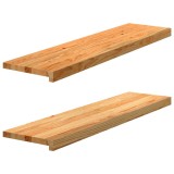 VidaXL Pervaz 2 buc lemn masiv de maro deschis 100x25x2 cm