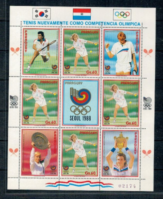 Paraguay 1988 - Tenis, Jocurile Olimpice, KLB neuzat foto