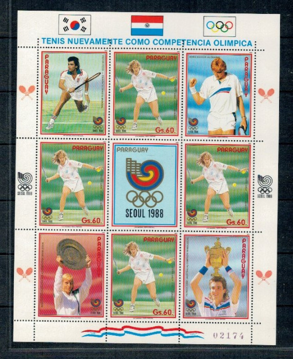 Paraguay 1988 - Tenis, Jocurile Olimpice, KLB neuzat