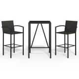 Cumpara ieftin Set mobilier bar de gradina, 3 piese, negru, poliratan
