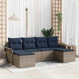 vidaXL Set de canapele pentru grădină cu pernă 6 pcs Gri Rattan poli 3354144