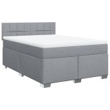 Cumpara ieftin Pat continental cu saltea, gri deschis, 160x200 cm, textil