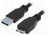 Cablu USB A mufa, USB B micro mufa, USB 3.0, lungime 600mm, negru, LOGILINK - CU0037