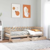 Gossi pat de zi cu sertare, 90x200 cm, lemn masiv pin