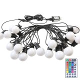 Instalatie craciun, 5 metri, 15 becuri led rotunde, pentru exterior cu incarcare la sursa de curent si telecomanda cu 8 functii, flippy