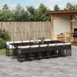Cumpara ieftin Gossi set mobilier de gradina cu perne, 13 piese, negru, poliratan