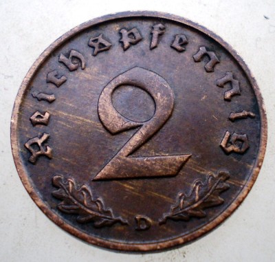 B.010 GERMANIA 2 REICHSPFENNIG 1937 D foto