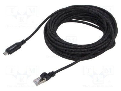 Cablu USB 3.2 la RJ45, USB-C, 5m, Cat 6, LOGILINK, negru foto