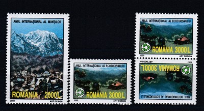 ROMANIA 2002 LP 1587 LP 1587 a ANUL ECOTURISMULUI SERIE + TETE-BECHE MNH foto