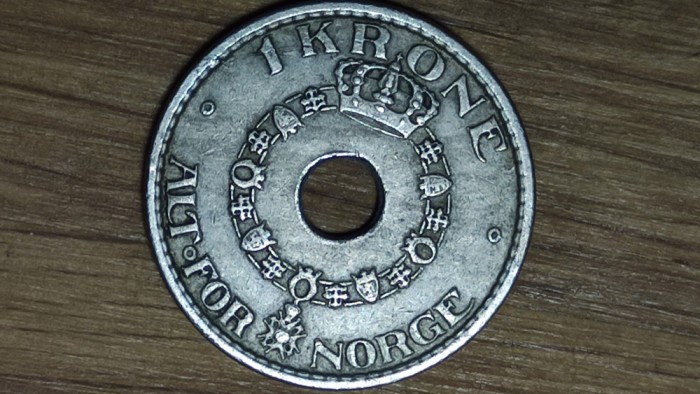 Norvegia - moneda de colectie - 1 krone 1950 - serie rara - superba !
