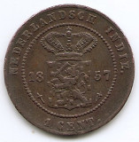 Indiile de Est Olandeze 1 Cent 1857 Willem III / Wilhelmina, Bronz, KM-307.2 (1)