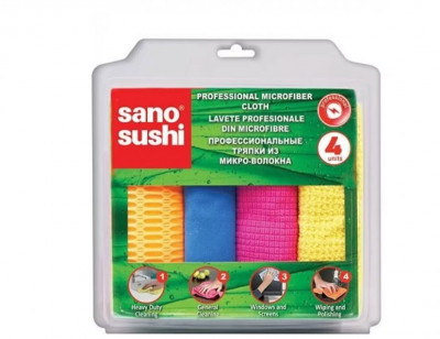 Set 4 lavete microfibra profesional, sano sushi, multicolor foto