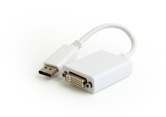 CABLU video GEMBIRD, adaptor DisplayPort (T) la DVI-I DL (M), 10cm, rezolutie maxima 4K UHD (3840 x 2160) la 30 Hz, alb, &amp;quot;A-DPM-DVIF-03-W&amp;quot; (
