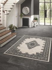 Covor Premium Belgian Model Valencia 22401-666, Marime 120 x 170 cm, Gri, Antialergic, Polipropilena, Living, Dormitor, Sufragerie, Birou foto