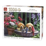 Puzzle 1000 piese Puppies Drinking Water, Jad