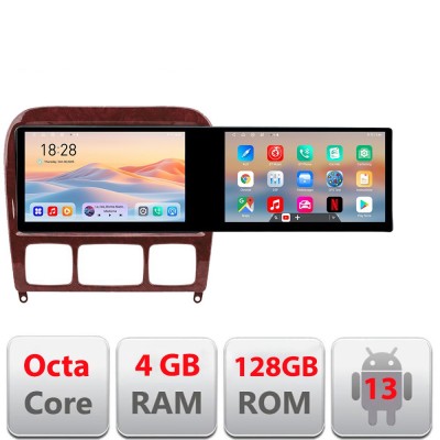 Navigatie Mercedes Clasa S 1998-2005 Kit-220 Edotec 2 ecrane 8 core 4+128 21.6 inch Incell android Wifi 5Ghz gps internet CarStore Technology foto