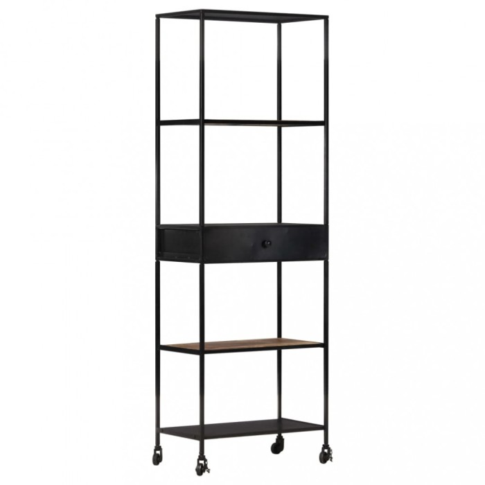 Gossi biblioteca, 60x35x180 cm, lemn mango nefinisat &amp; fier