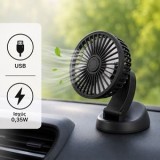 Ventilator auto USB, Negru, 10 cm, 6 elice, cu gat rotativ, CMCLASS