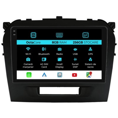Navigatie Dedicata Suzuki Vitara (2014-2019), 9Inch, 8Gb Ram, 256Gb Stocare, Carplay foto