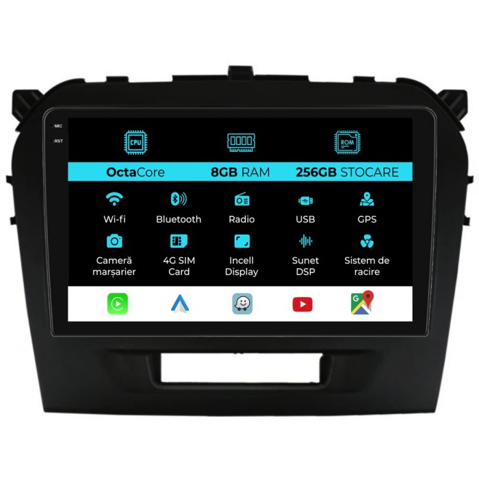 Navigatie Dedicata Suzuki Vitara (2014-2019), 9Inch, 8Gb Ram, 256Gb Stocare, Carplay